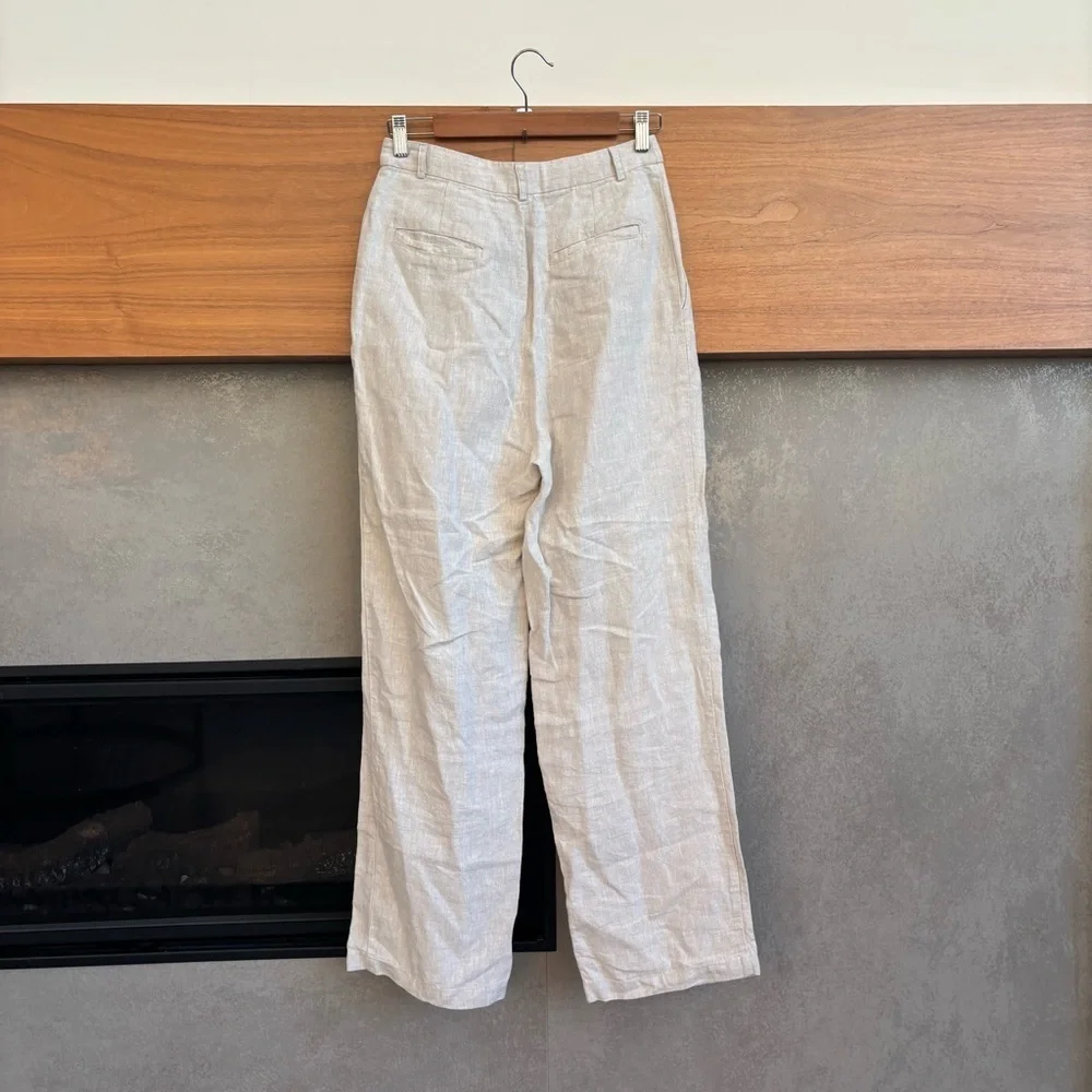 Reformation Alex Linen Mid Rise Pant, Size 6